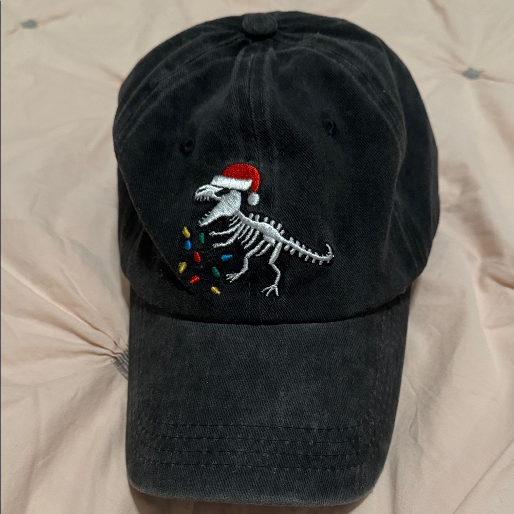 Unisex Dinosaur Embroidered Black Cap
